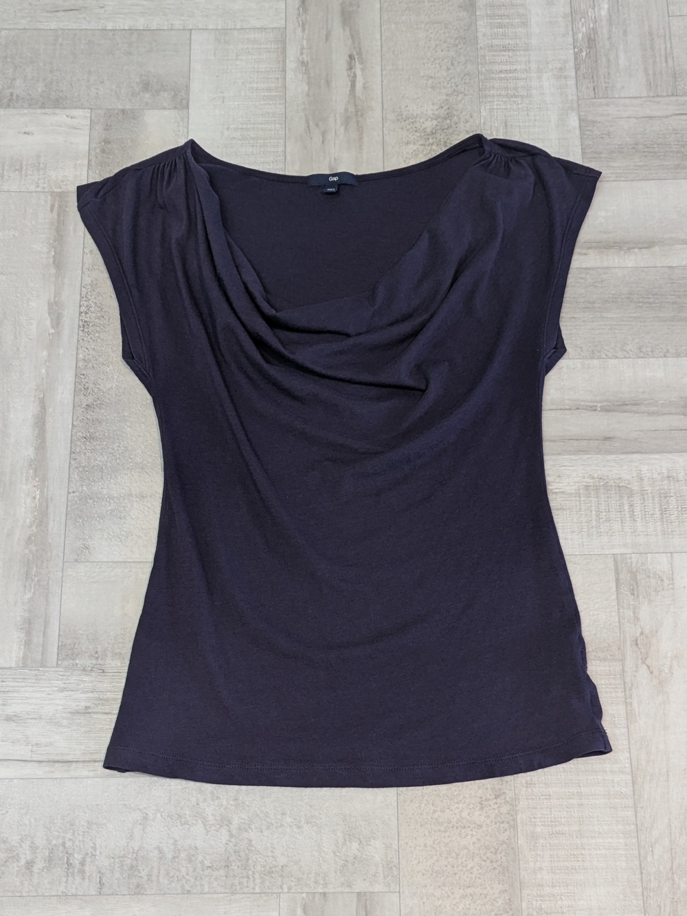 Y2K Gap Womens XS Cotton Modal Purple Cowl Neck Ruched Top Whimsigoth Grunge